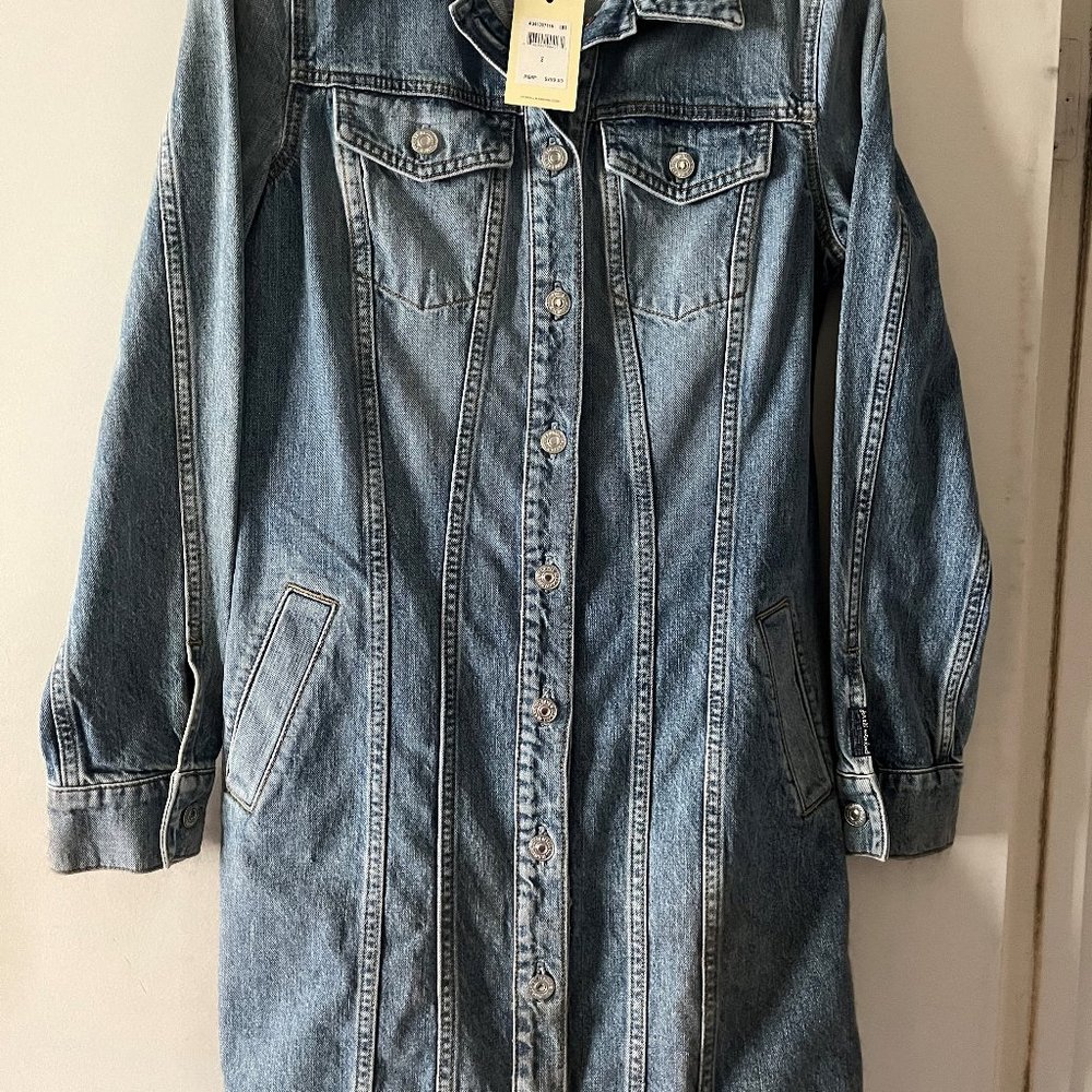 7forallmankind women's stretch denim long sleeve 2pocket dress/Jacket/Coat